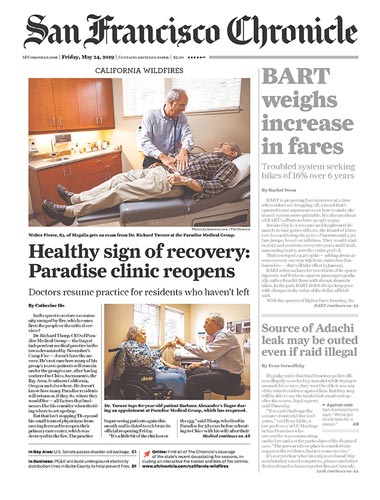 Healthcare marketing example: San Francisco Chronicle front page article placed by Abra Marketing..