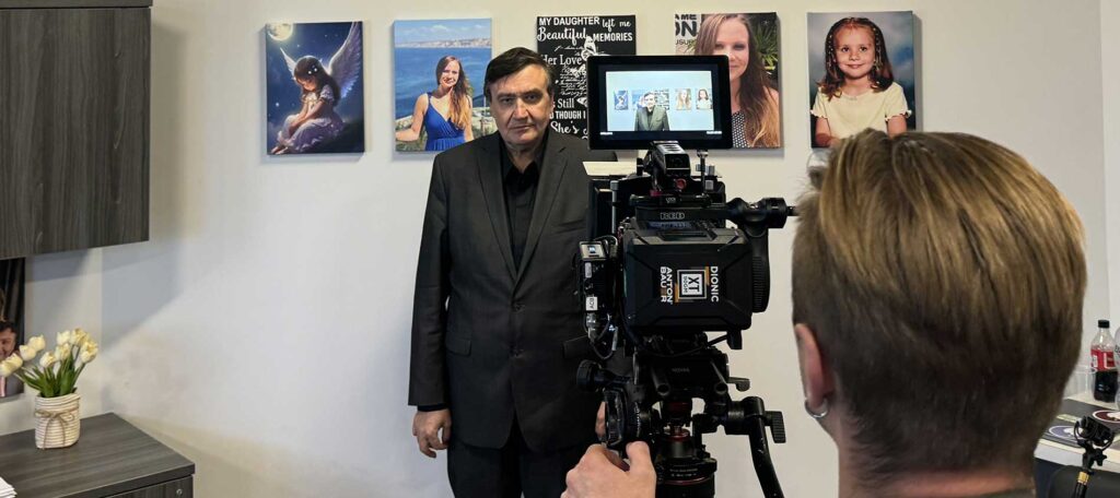 FQHC marketing video produced by Abra Marketing. This image is of an FQHC CEO during a video shoot for the marketing this FQHC in Orange County, California. The video promoted the range of healthcare services available through this FQHC while also honoring the legacy of a daughter who inspired its formation.