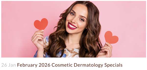 Med spa marketing example. Screenshot of header from cosmetic dermatology marketing blog for February 2026 by Abra Marketing.